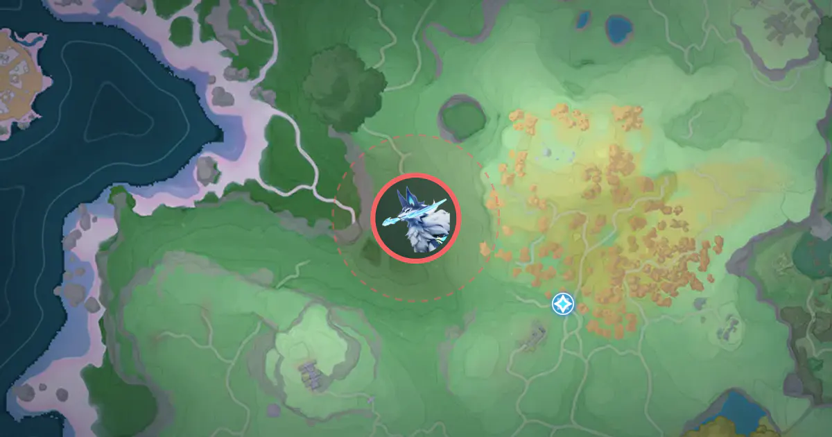 Alpha Glynsera’s location on the Idyll map, in Beast Fang Ridge