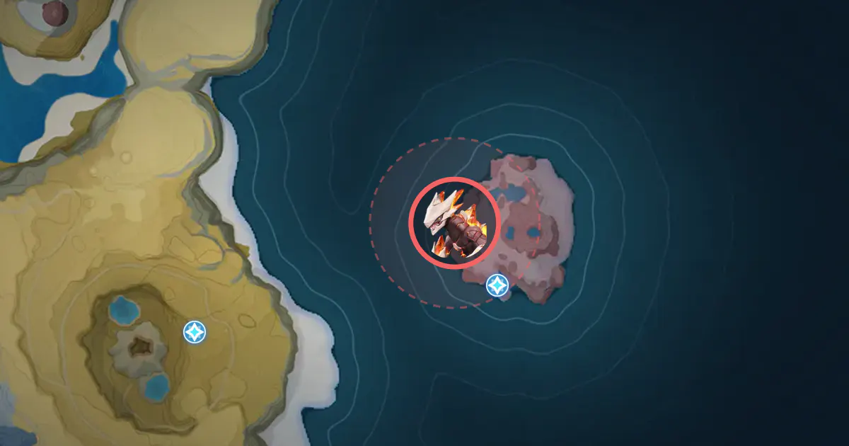 Emplacement de Magmarex Alpha sur la carte d’Idylle, à Isthme du zéphyr
