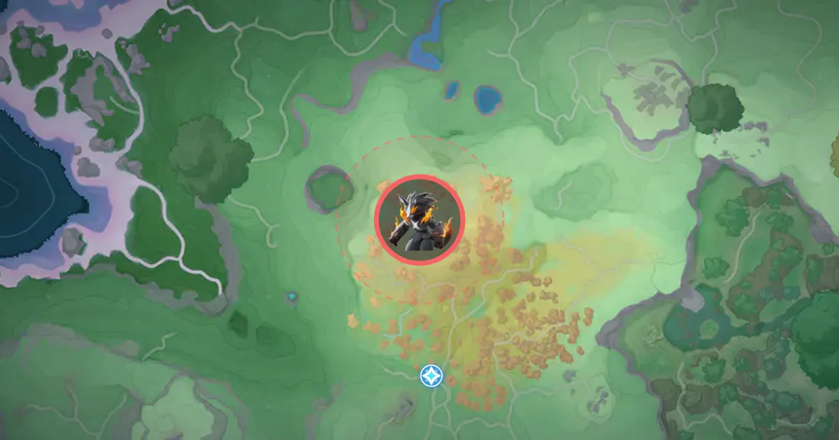 Emplacement de Hurlebrasier Alpha sur la carte d’Idylle, à Crête des crocs